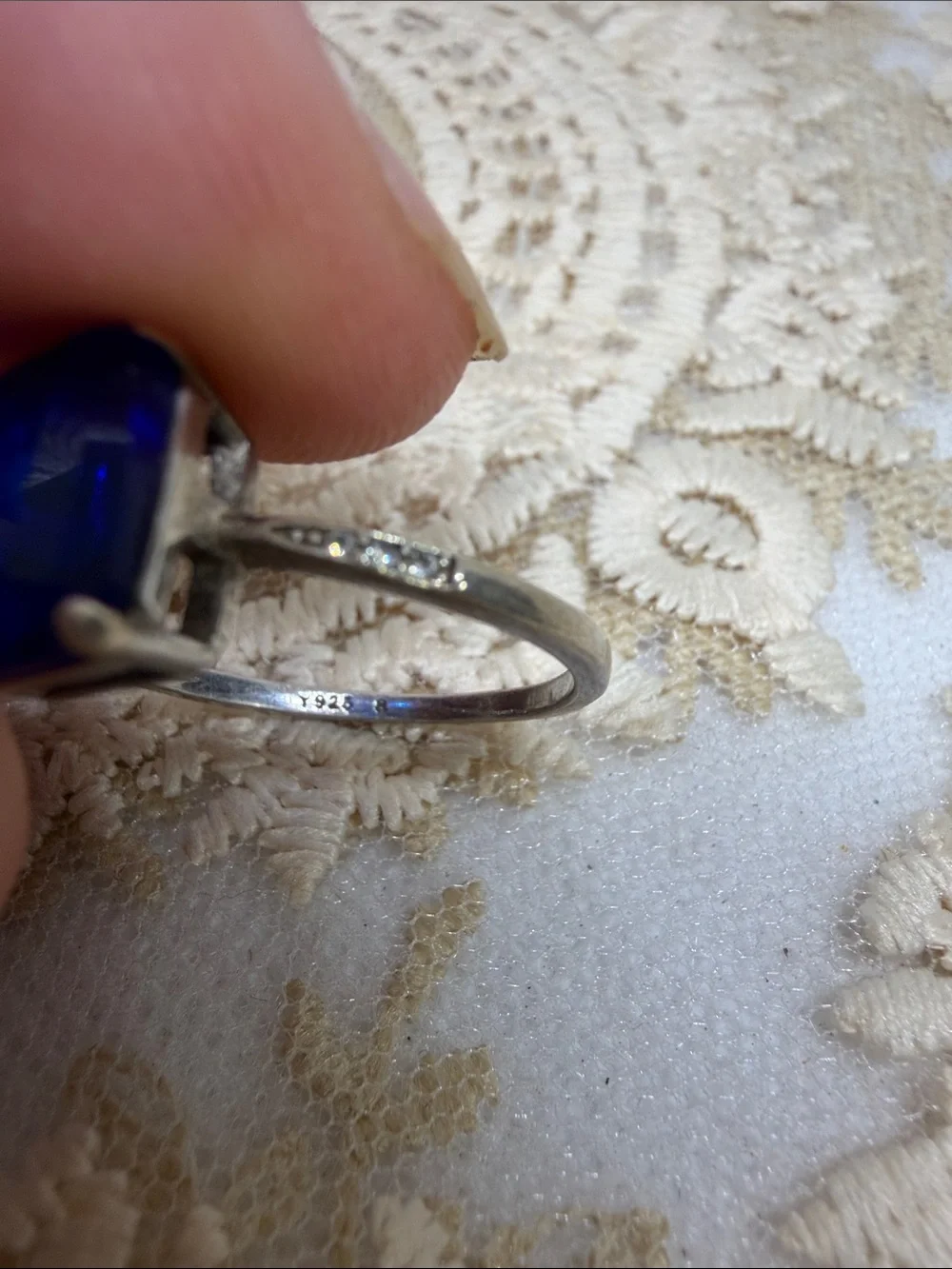 Vintage Created Blue Sapphire 4ct 925 Ring Sz 8 Old Hollywood Y2K Old Money